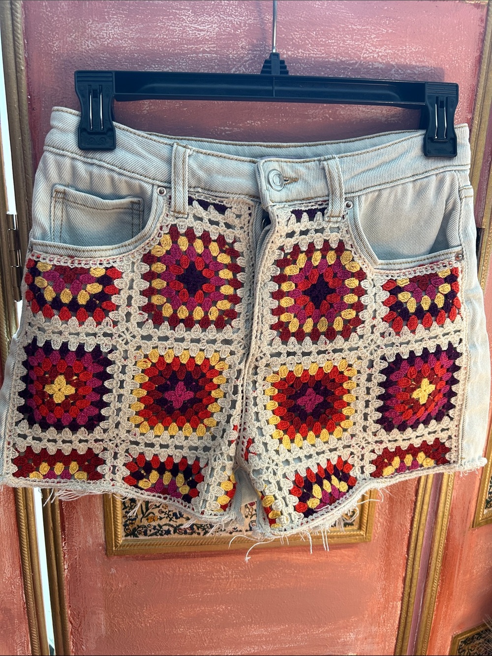Boho So Crochet Patch Denim Women’s Shorts